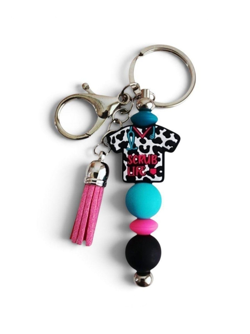 Nurses Keychain With Tassel, Nurses Keyring, Nurse Beaded Keyring, Nurses Gift